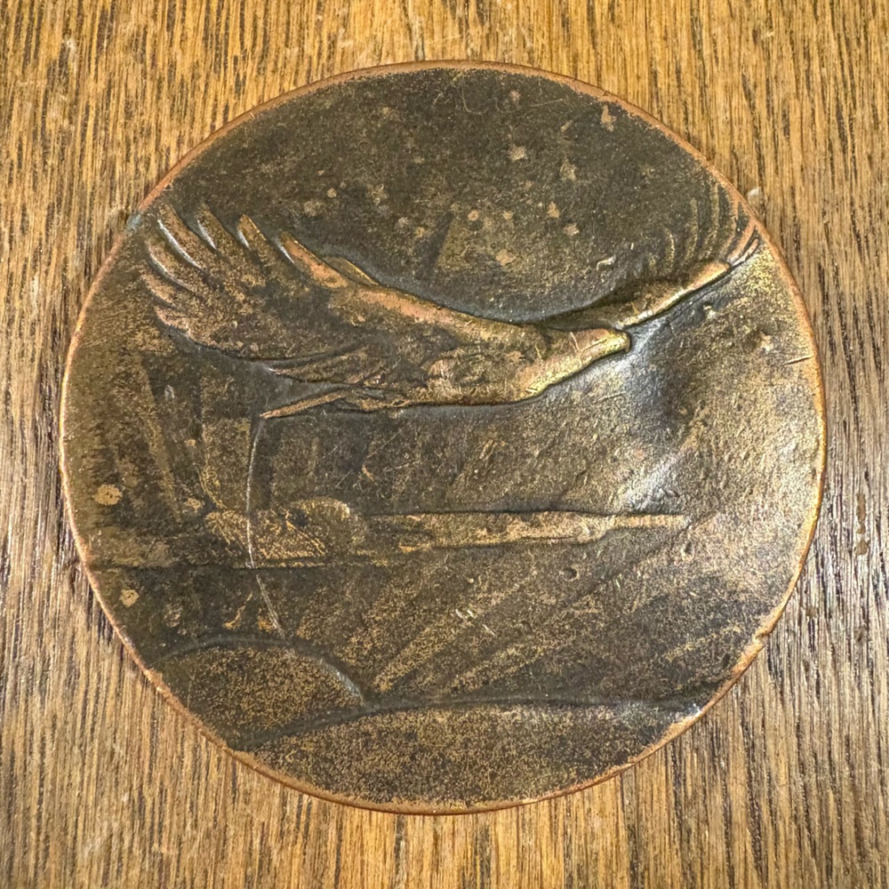 Vintage Bergamot Brass Flying Eagle Belt Buckle Round